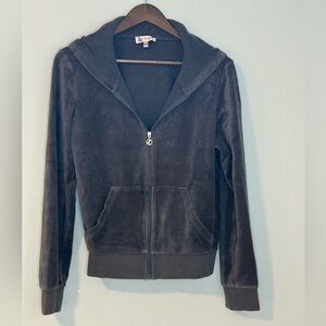 Juicy Couture Velour Zip-Up Hoodie – Charcoal Gray | Size L